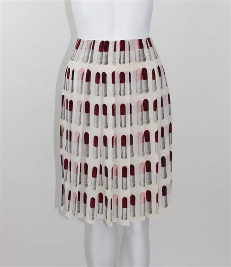 prada lipstick skirt charlotte|Prada Lipstick Print Pleated Skirt .